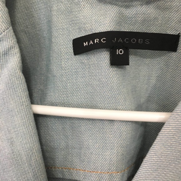 Marc Jacobs Women's One Button Cotton Denim Blazer jacket Sz 10 Long Sleeve - Picture 4 of 10